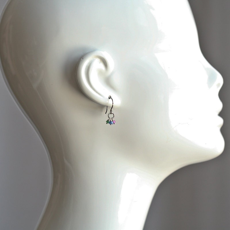 True Colors - Genuine Sapphire, Emerald, Ruby Sterling Silver Earrings