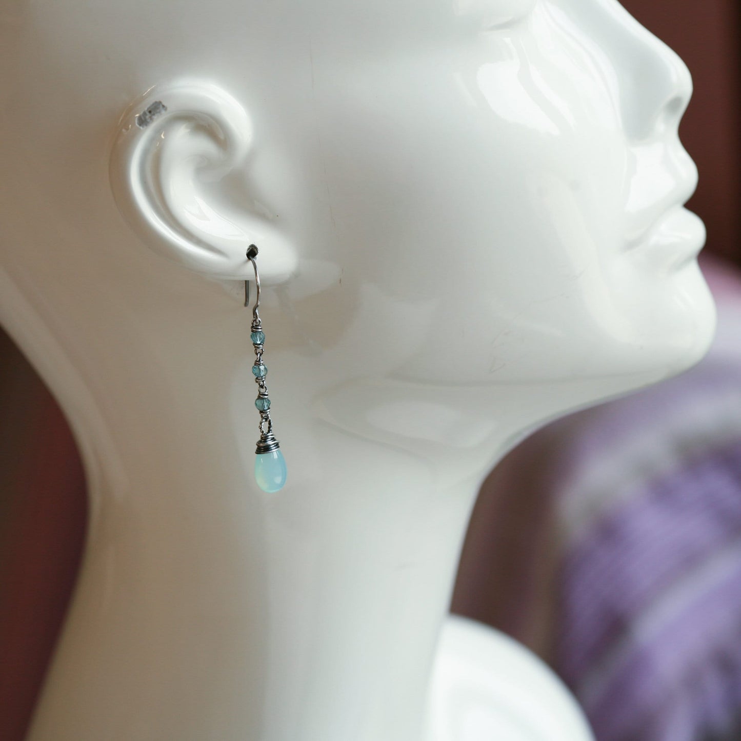 Rain Season - Aqua Chalcedony and Apatite Sterling Silver Earrings