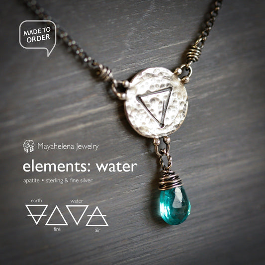 Elements: Water - Apatite with Alchemy Charm Sterling Silver Necklace