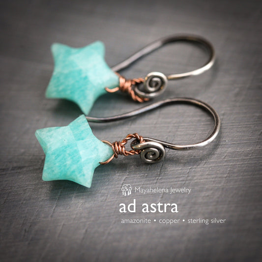 Ad Astra- Amazonite Copper Sterling Silver Earrings