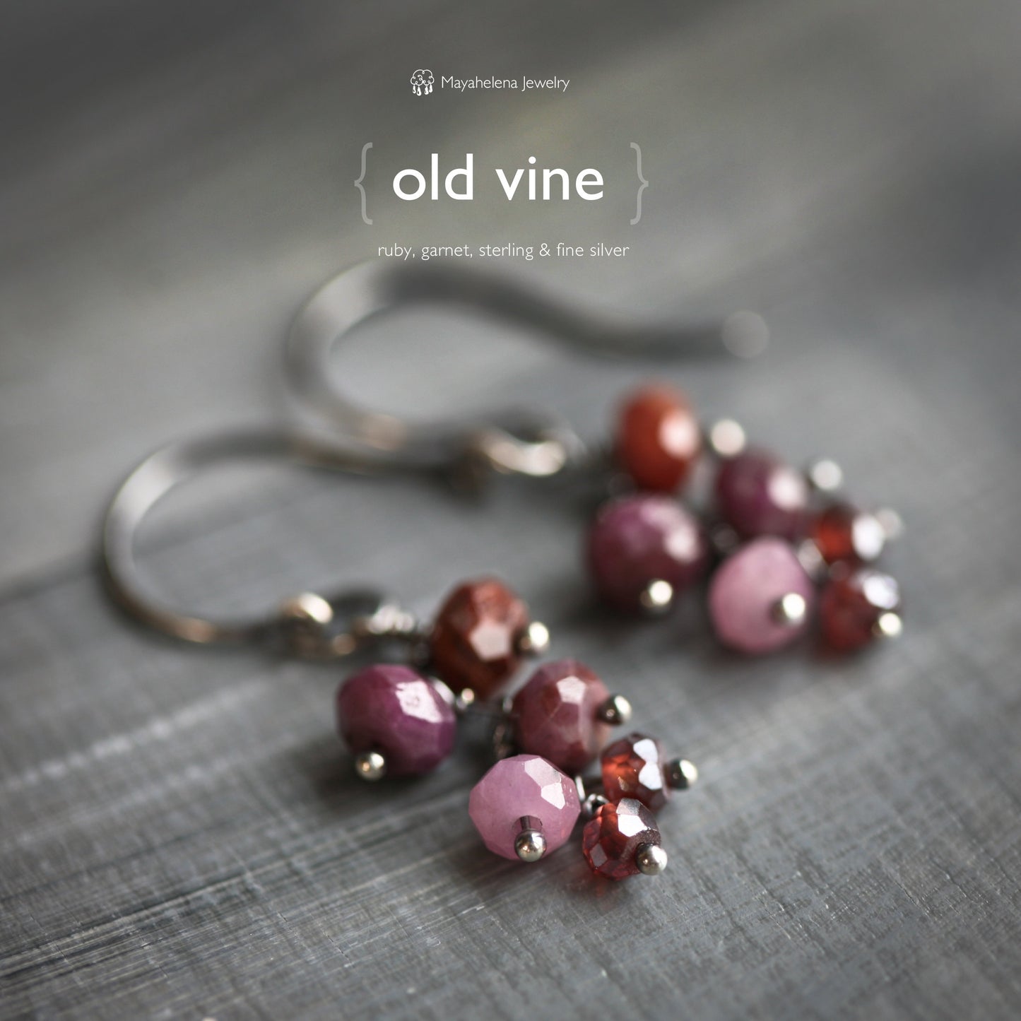 Old Vine - Cascading Shaded Ruby and Garnet Beads Sterling Earrings