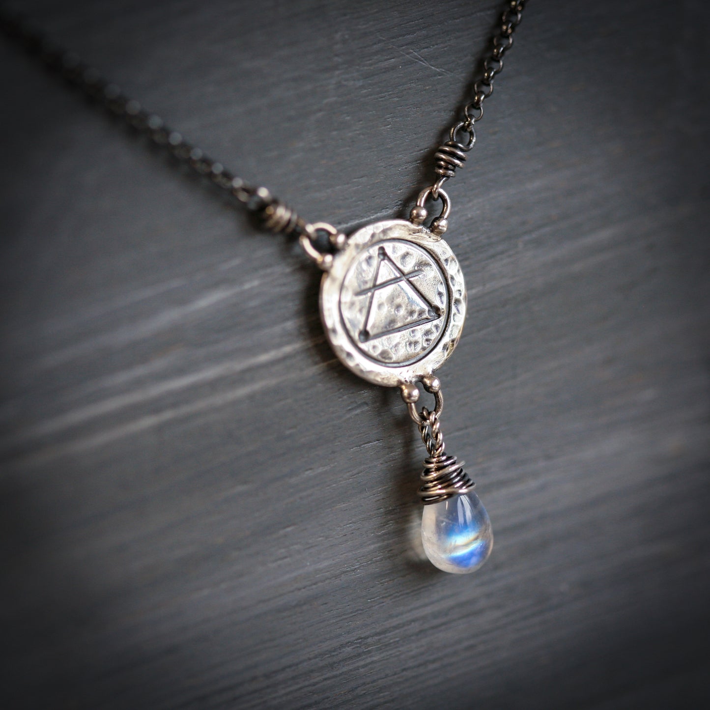 Elements: Air - Moonstonee with Alchemy Charm Sterling Silver Necklace (Copy)