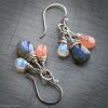 The Equinox  - Labradorite Moonstone and Sunstone Wire Wrapped Sterling Silver Earrings