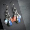 The Equinox  - Labradorite Moonstone and Sunstone Wire Wrapped Sterling Silver Earrings