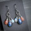The Equinox  - Labradorite Moonstone and Sunstone Wire Wrapped Sterling Silver Earrings