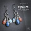 The Equinox  - Labradorite Moonstone and Sunstone Wire Wrapped Sterling Silver Earrings