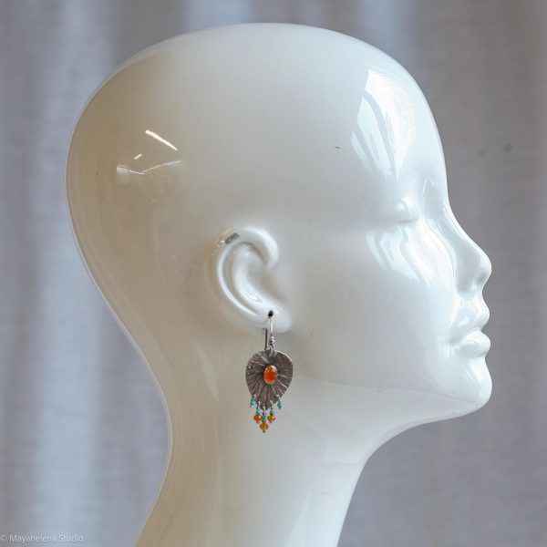 Aura Carnelian and Turquoise Sterling Silver Earrings