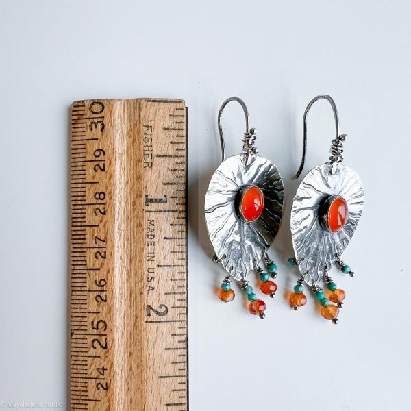 Aura Carnelian and Turquoise Sterling Silver Earrings
