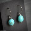 Ancient Flow  - Smooth Turquoise Ovals Sterling Silver Wire Wrapped Earrings