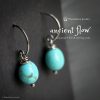 Ancient Flow  - Smooth Turquoise Ovals Sterling Silver Wire Wrapped Earrings