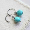 Ancient Flow  - Smooth Turquoise Ovals Sterling Silver Wire Wrapped Earrings