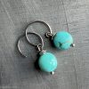 Ancient Flow  - Smooth Turquoise Ovals Sterling Silver Wire Wrapped Earrings