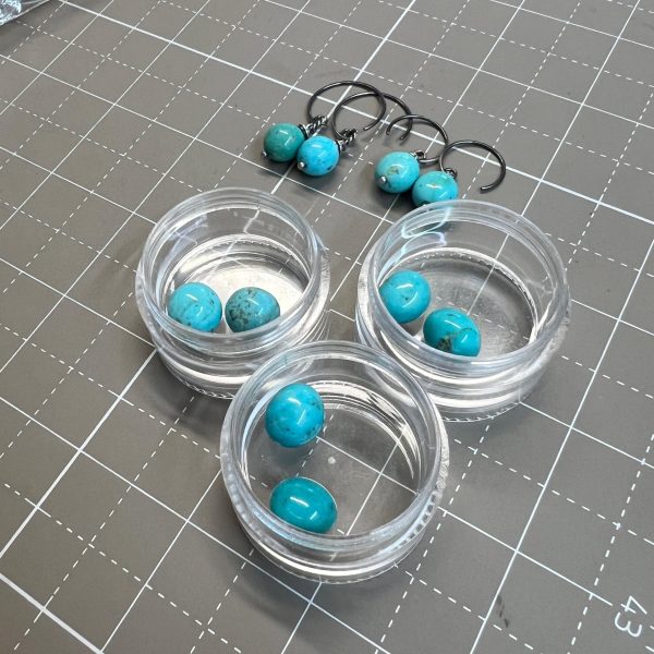 Ancient Flow  - Smooth Turquoise Ovals Sterling Silver Wire Wrapped Earrings