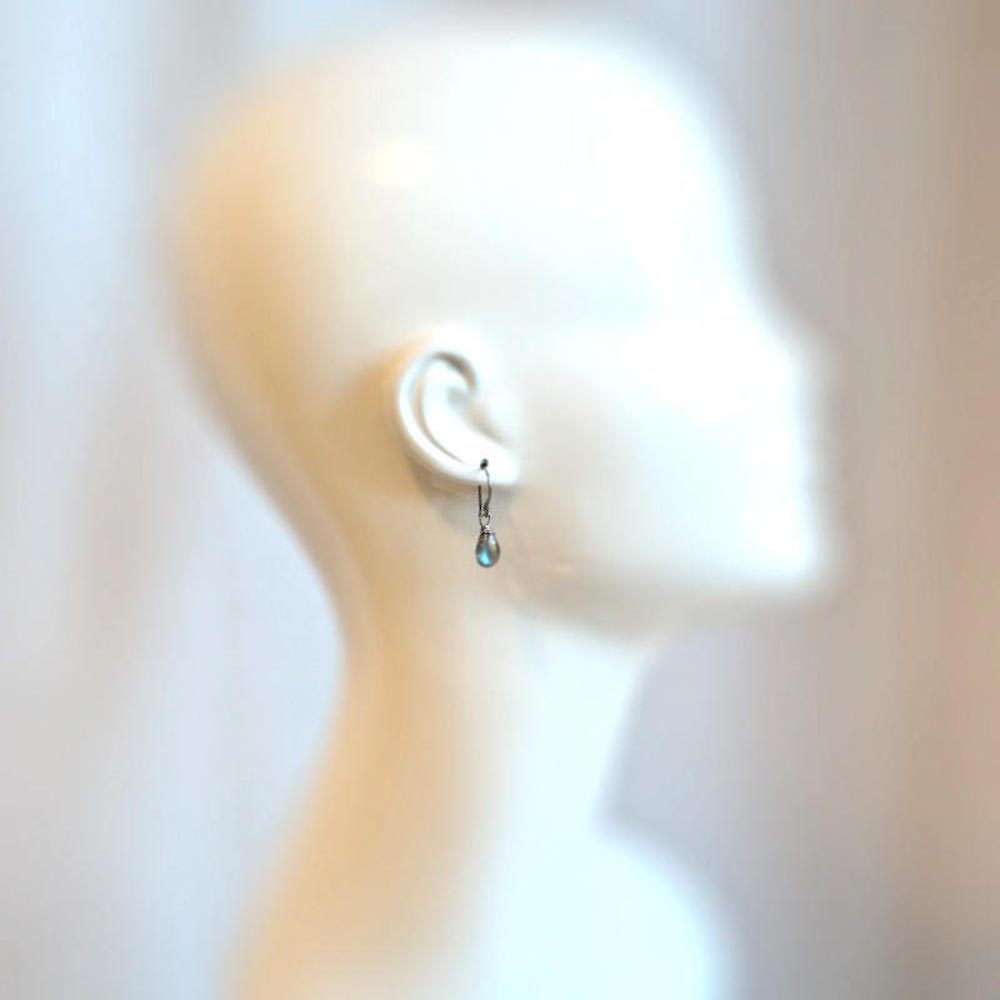 I lab you  - Smooth Labradorite Briolettes Sterling Silver Wire Wrapped Earrings