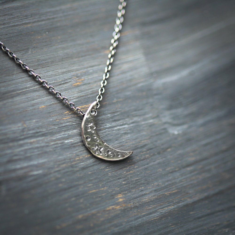 Crescent - Hand Forged Moon Sterling Silver Necklace