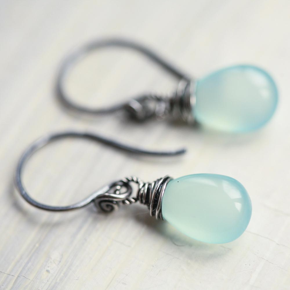il_fullxfull.2768968777_hf72.jpg Siesta Beach - Aqua Chalcedony Sterling Silver Earrings