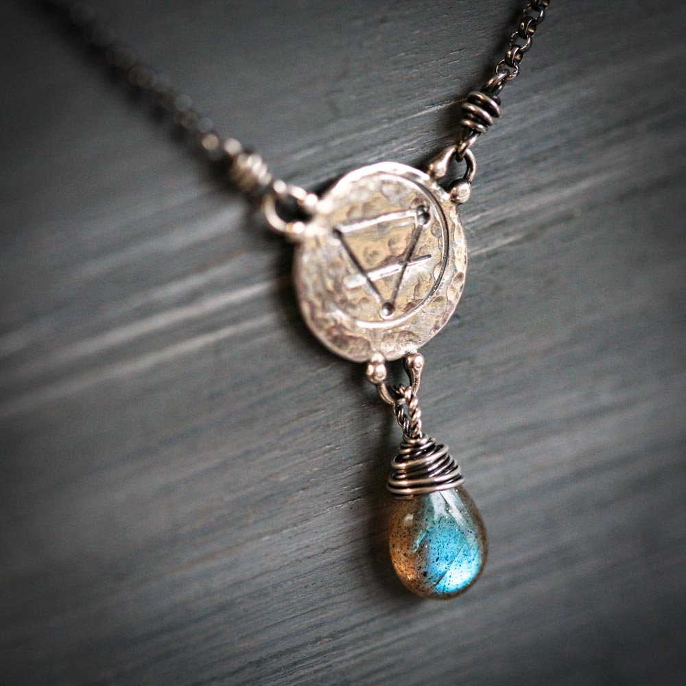 Elements: Earth - Labradorite with Alchemy Charm Sterling Silver Necklace