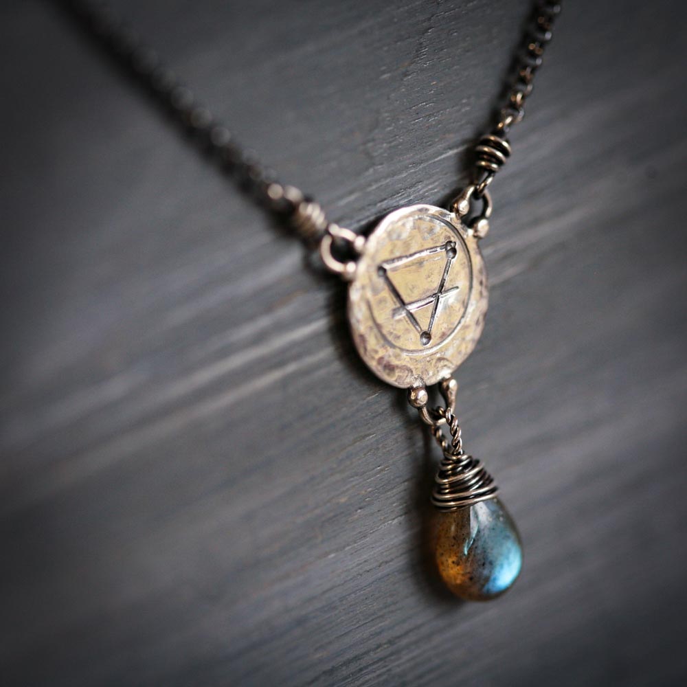 Elements: Earth - Labradorite with Alchemy Charm Sterling Silver Necklace