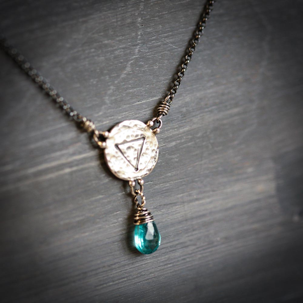 Elements: Water - Apatite with Alchemy Charm Sterling Silver Necklace