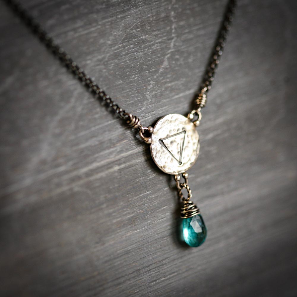 Elements: Water - Apatite with Alchemy Charm Sterling Silver Necklace