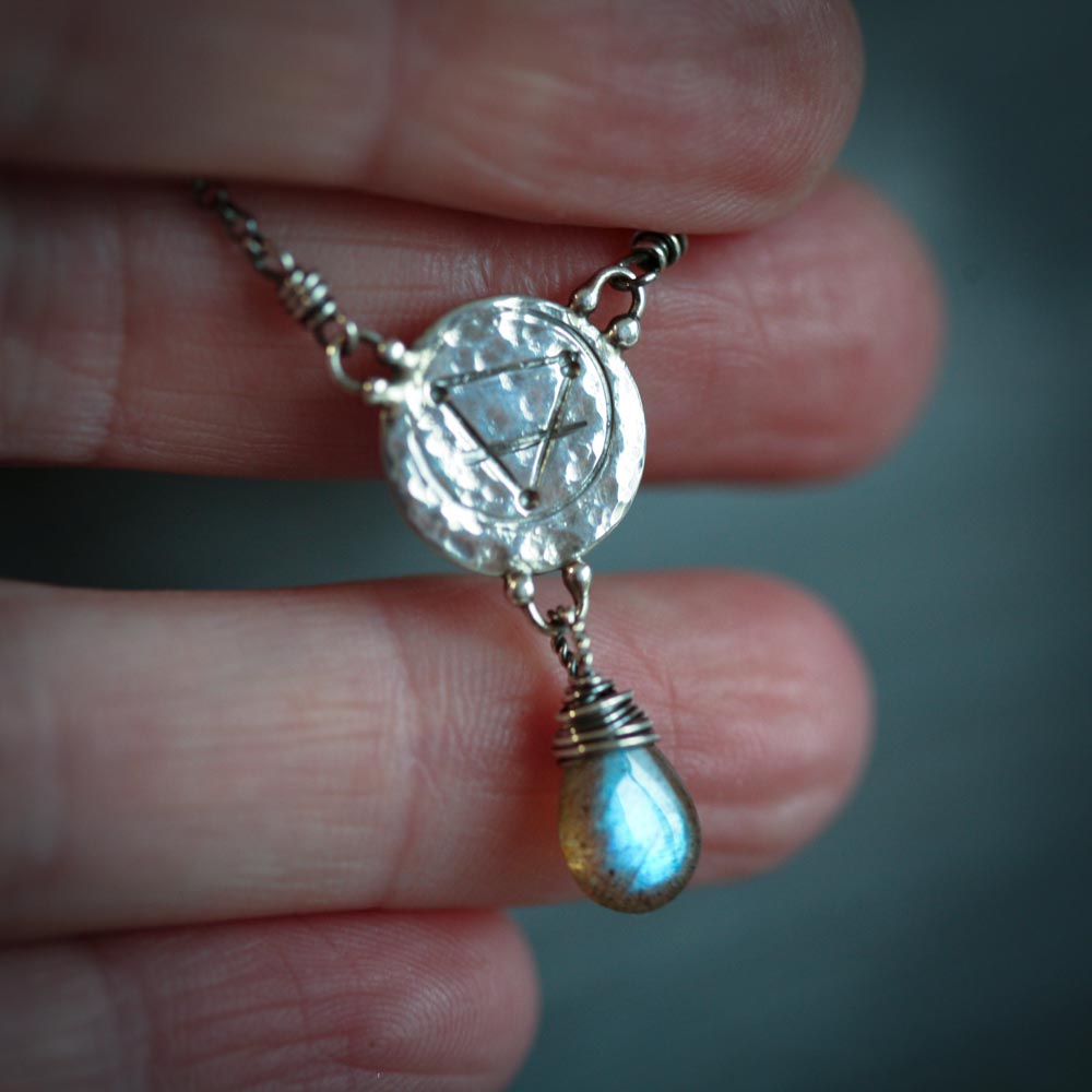 Elements: Earth - Labradorite with Alchemy Charm Sterling Silver Necklace
