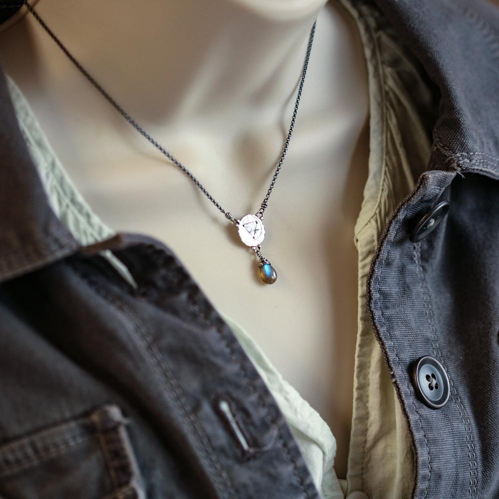 Elements: Earth - Labradorite with Alchemy Charm Sterling Silver Necklace