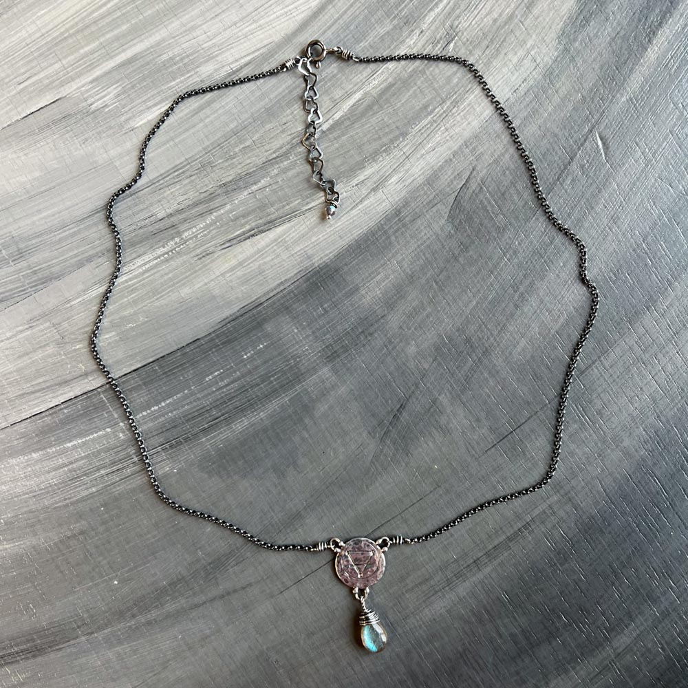 Elements: Earth - Labradorite with Alchemy Charm Sterling Silver Necklace
