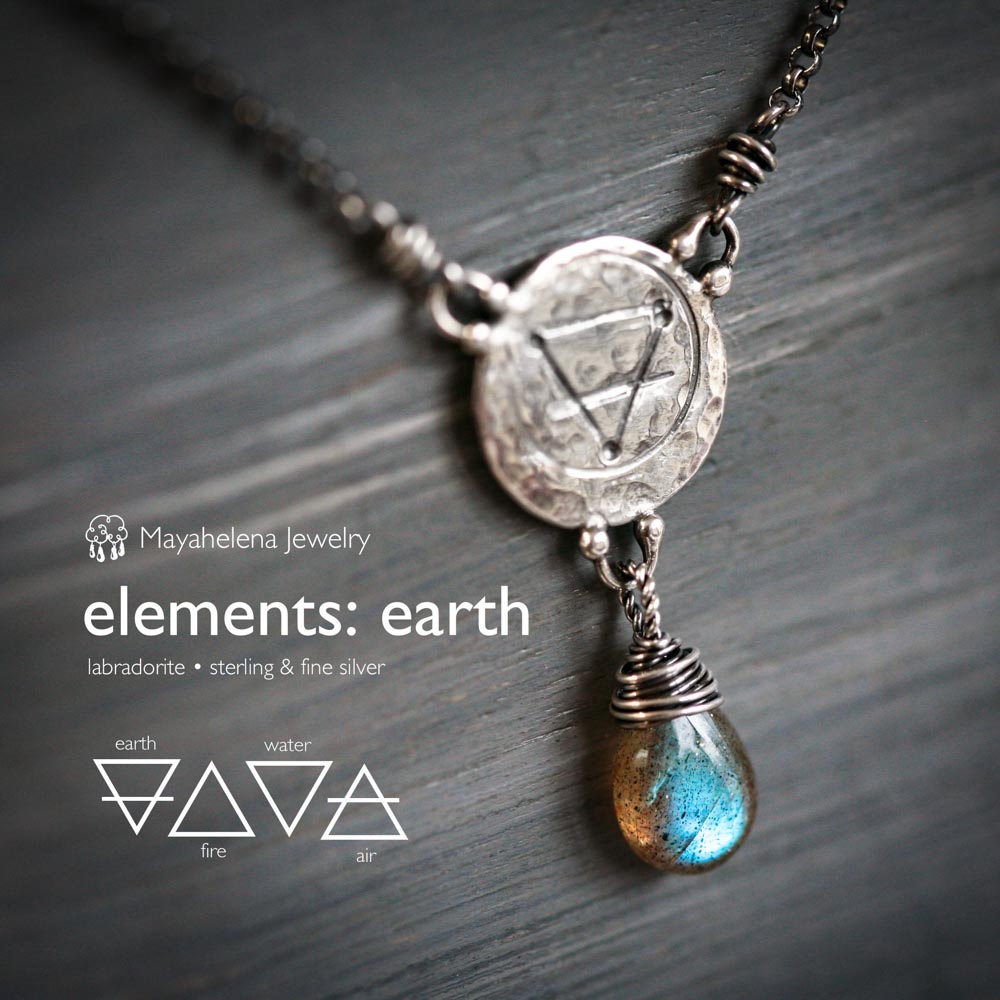 Elements: Earth - Labradorite with Alchemy Charm Sterling Silver Necklace