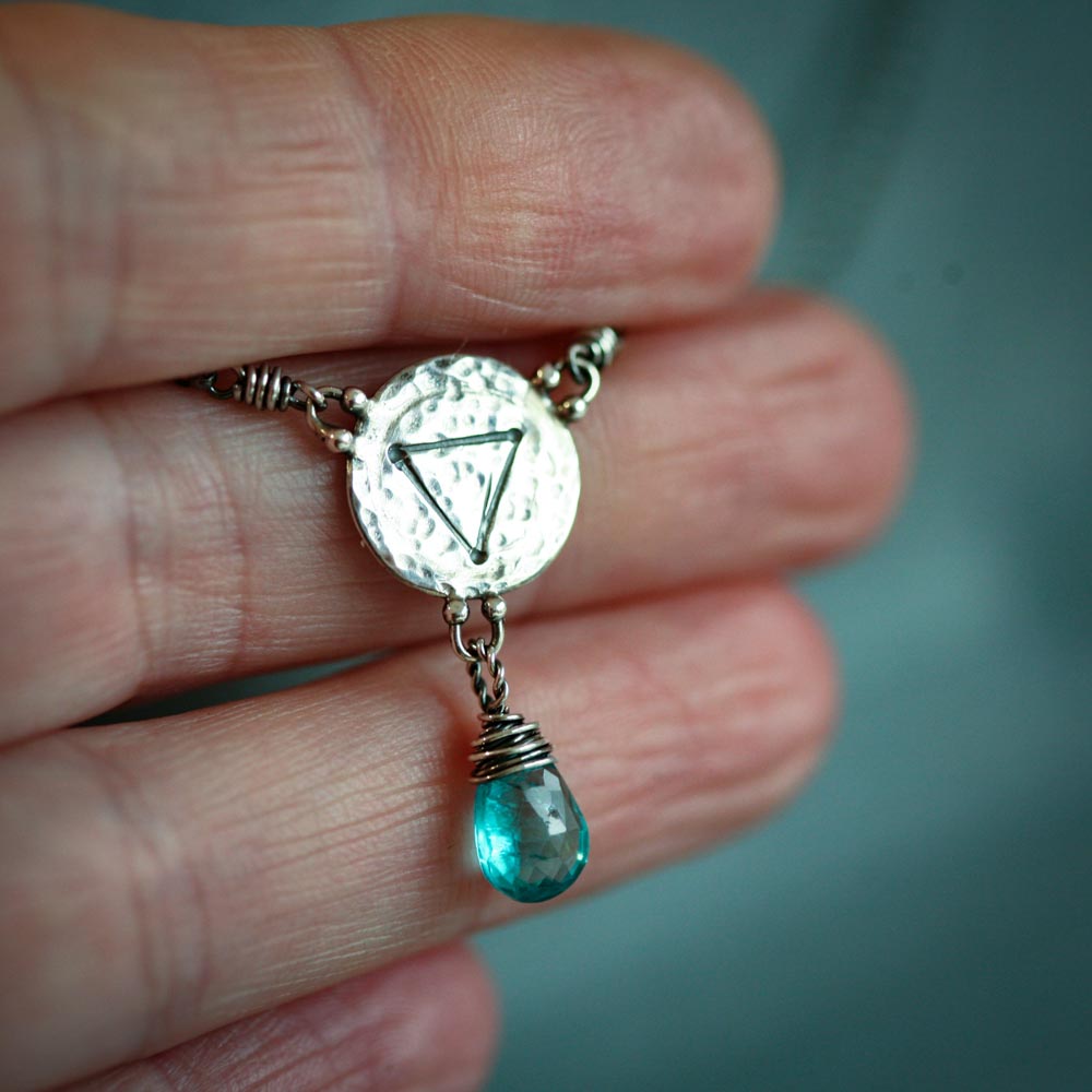 Elements: Water - Apatite with Alchemy Charm Sterling Silver Necklace