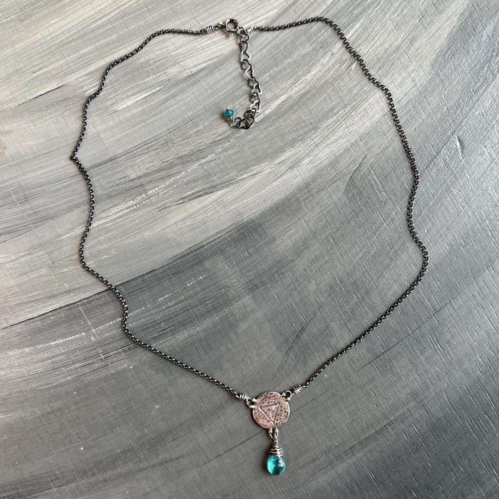 Elements: Water - Apatite with Alchemy Charm Sterling Silver Necklace