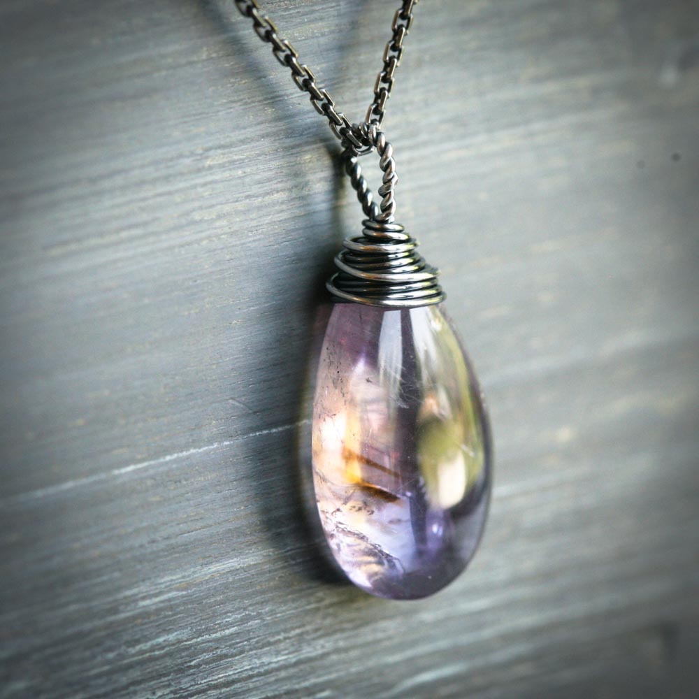 Spellbound - Phantom Amethyst Wire Wrapped Sterling Silver Pendant Necklace - February Birthstone