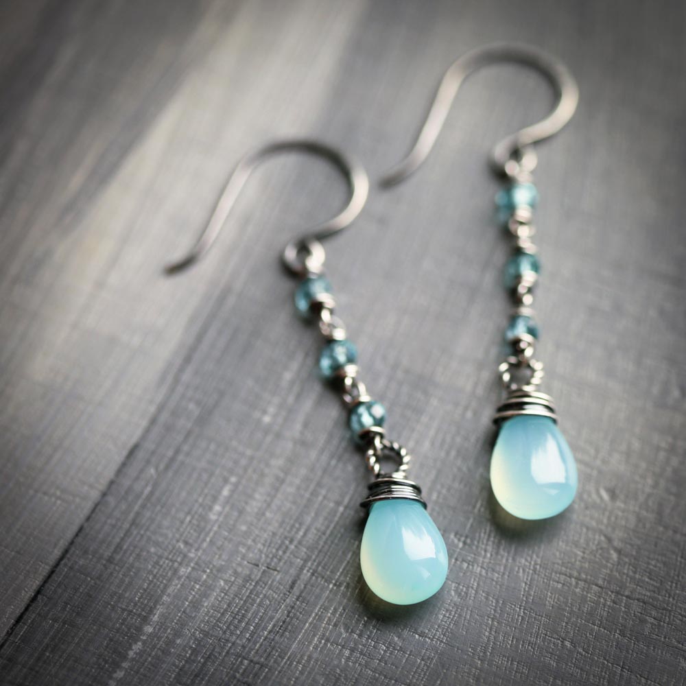 il_fullxfull.5363491871_a7rk.jpg Rain Season - Aqua Chalcedony and Apatite Sterling Silver Earrings