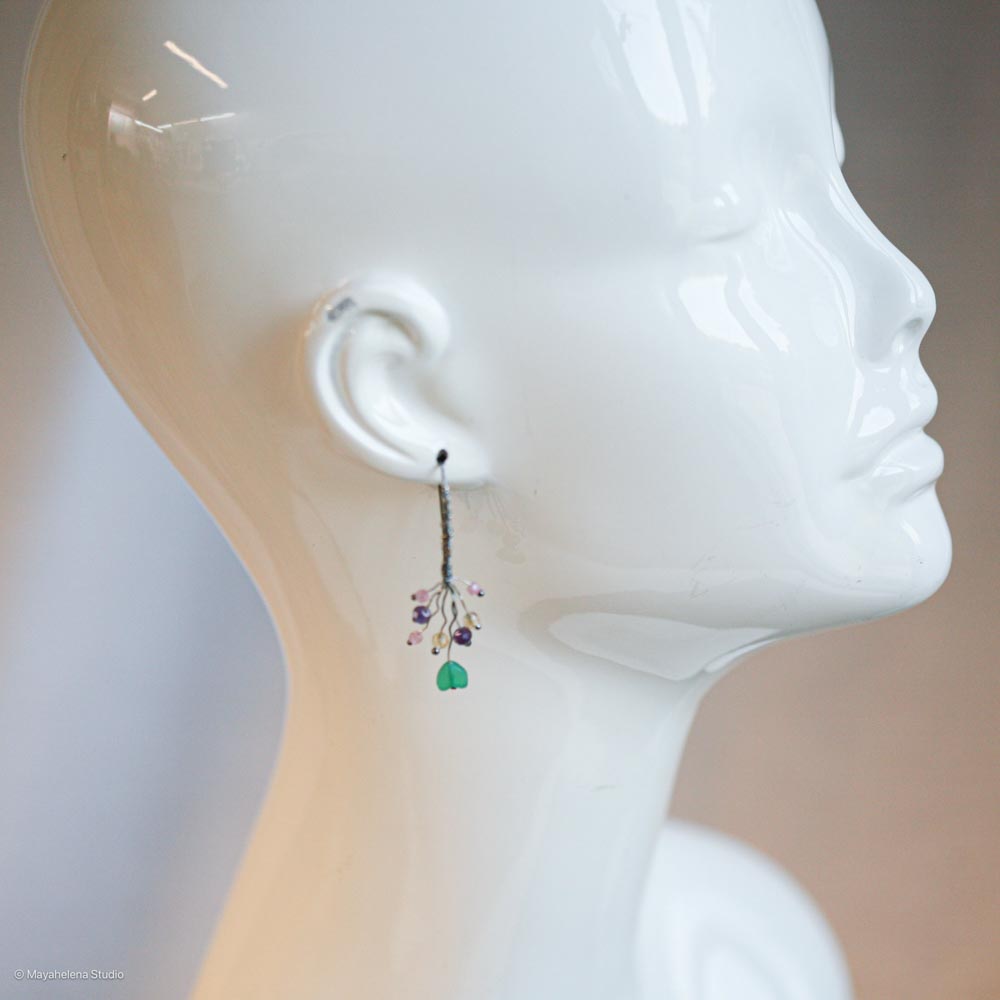 Chalcedony Heart Sterling Silver Earrings: Amethyst Citrine Jewelry