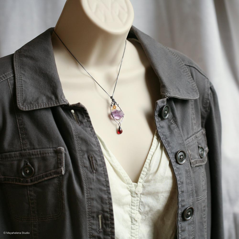 il_fullxfull.6141045986_ojnf.jpg Serenity - Amethyst Garnet Citrine Sterling Silver Pendant Necklace