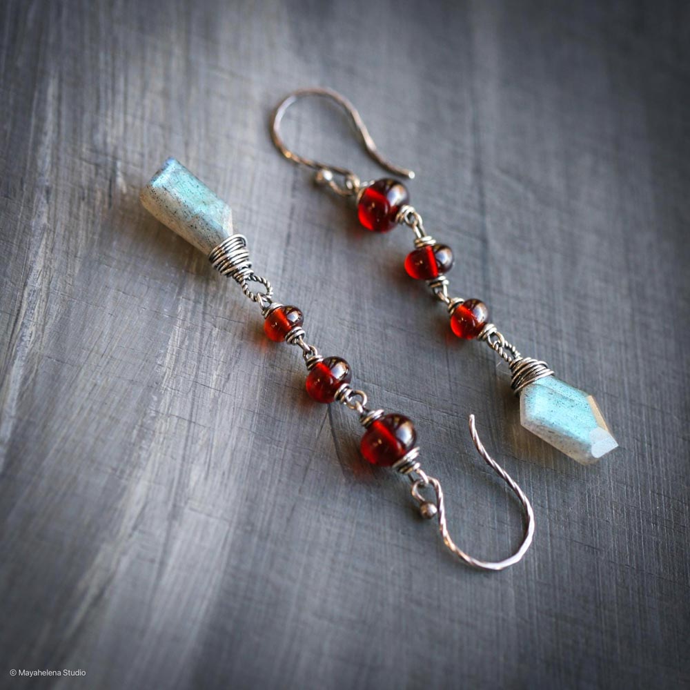 il_fullxfull.6443795490_fwvd.jpg Defiant - Labradorite Garnet Sterling Silver Earrings