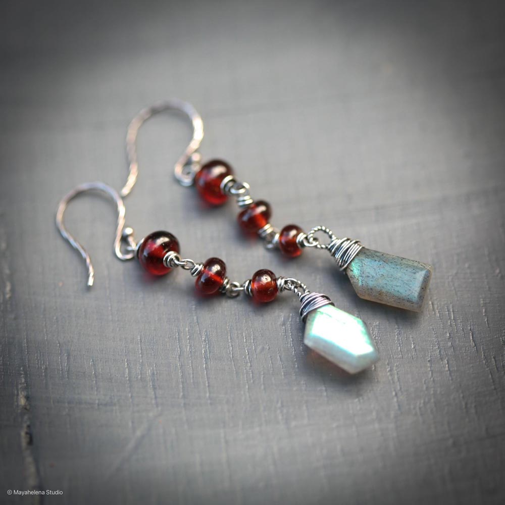 il_fullxfull.6491893117_bgoy.jpg Defiant - Labradorite Garnet Sterling Silver Earrings