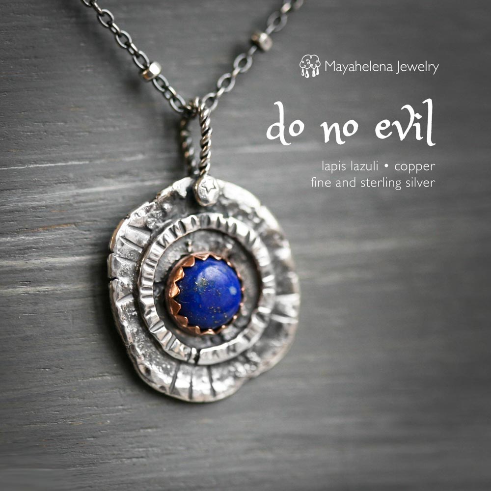 Do No Evil - Evil Eye Lapis Lazuli Sterling Silver Necklace