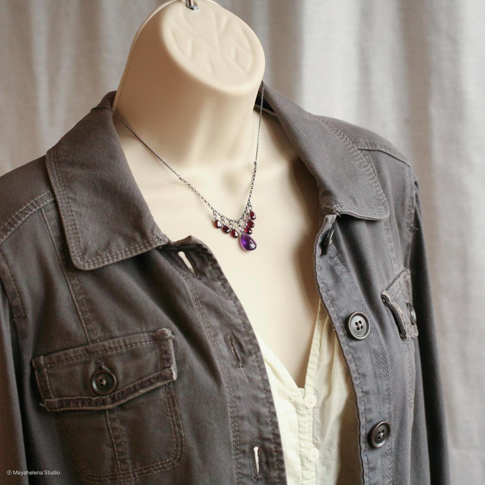 il_fullxfull.6723694641_l0nx.jpg Abundance - Amethyst and Garnet Oxidized Sterling Silver Necklace