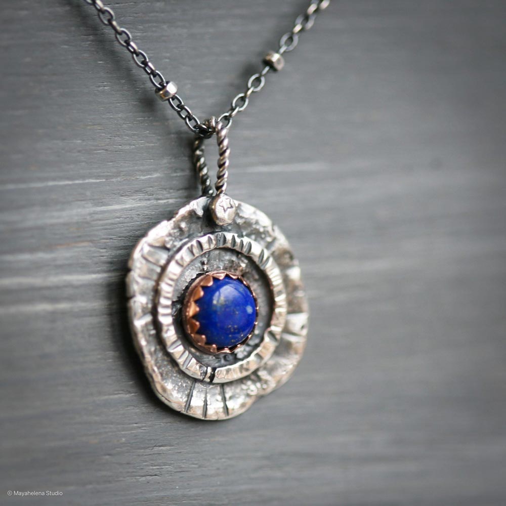 il_fullxfull.6730830331_68ml.jpg Do No Evil - Evil Eye Lapis Lazuli Sterling Silver Necklace