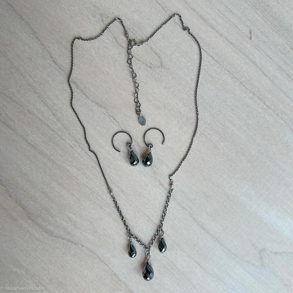 Prevail - Hematite Wire Wrapped Sterling Silver Necklace