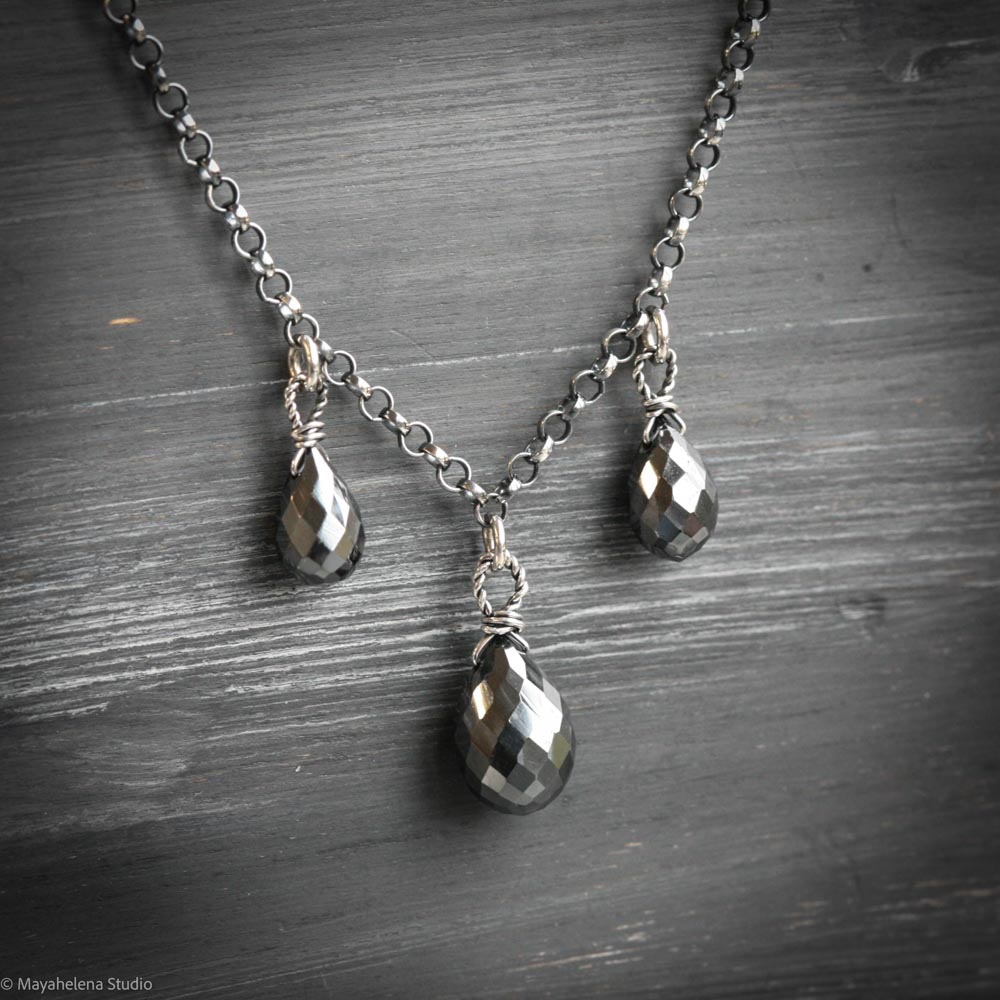 Prevail - Hematite Wire Wrapped Sterling Silver Necklace