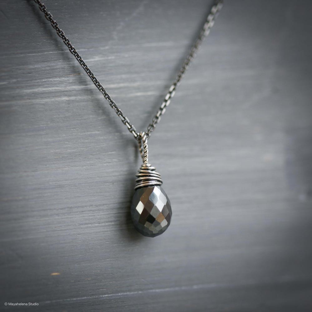 Prevail - Hematite Wire Wrapped Sterling Silver Necklace