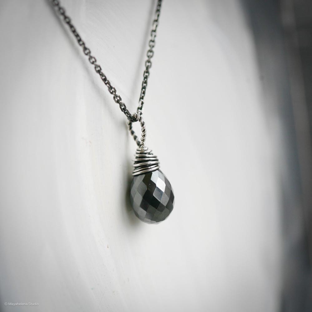 Prevail - Hematite Wire Wrapped Sterling Silver Necklace