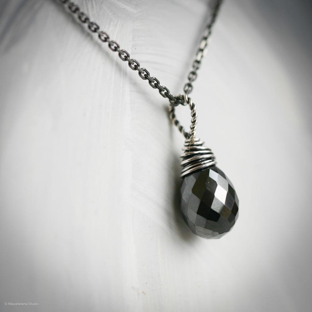 Prevail - Hematite Wire Wrapped Sterling Silver Necklace