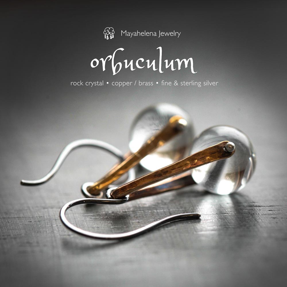 Orbuculum  - Rock Crystal Copper / Brass and Sterling Silver Earrings