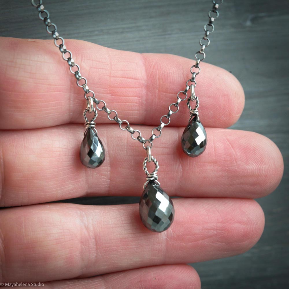Prevail - Hematite Wire Wrapped Sterling Silver Necklace