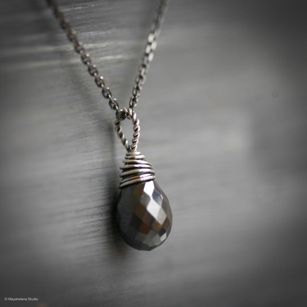 Prevail - Hematite Wire Wrapped Sterling Silver Necklace