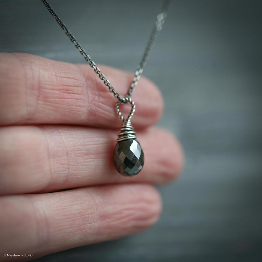 Prevail - Hematite Wire Wrapped Sterling Silver Necklace