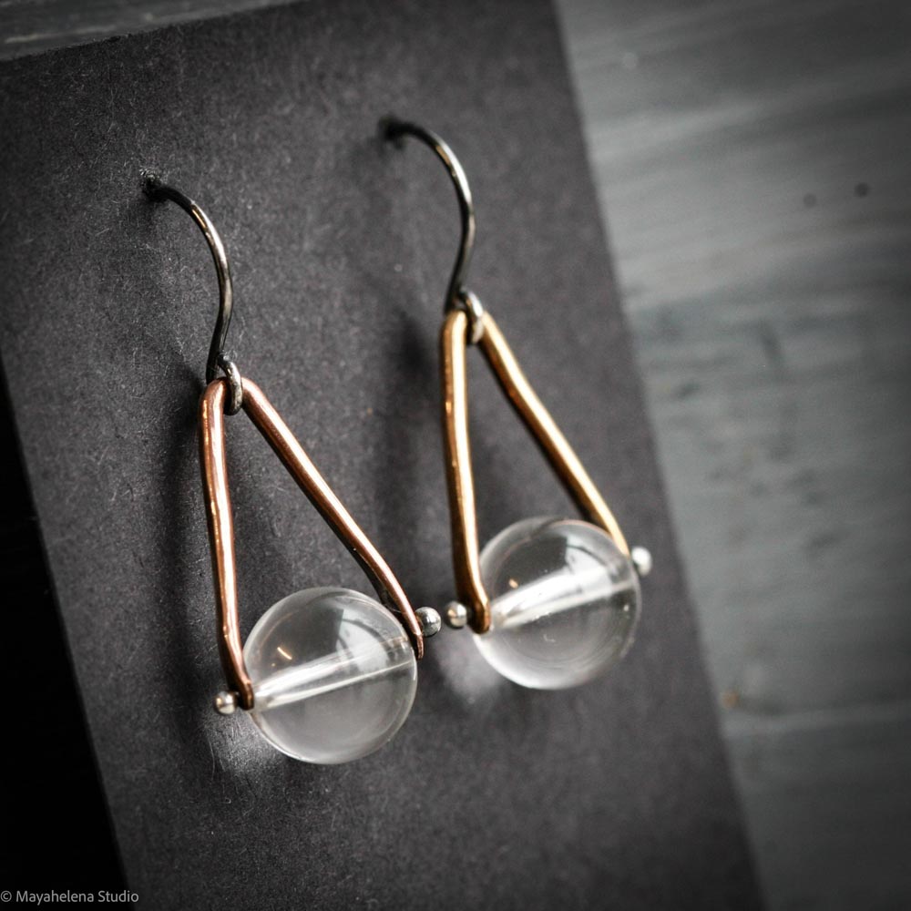 il_fullxfull.6865700239_qi07.jpg Orbuculum - Rock Crystal Copper / Brass and Sterling Silver Earrings