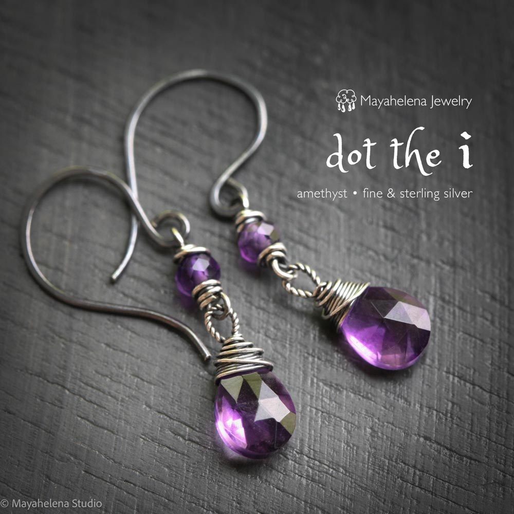 Dot the I - Amethyst Sterling Silver Earrings